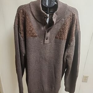 Boulder Creek Trading Company Sweater Mens‎ 7XL Brown Buttons Suede Patch